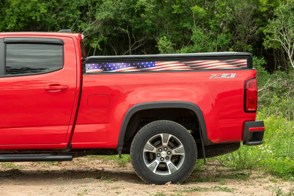 Wavy American Flag Decal Kit | GMC Canyon, Chevy Colorado 6'2" Regular Bed