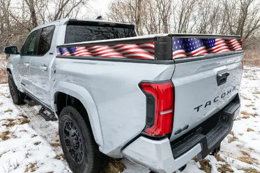 [P25080-AFW] Wavy American Flag Decal Kit | Toyota Tacoma 6’ Regular Bed